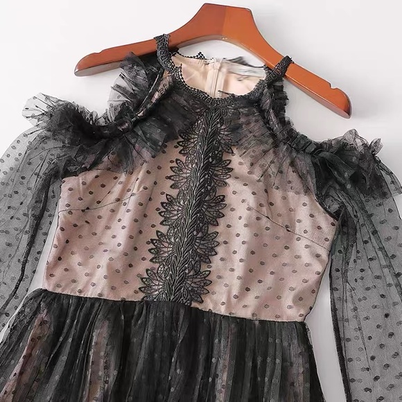 lace dress black pink for girls women - Picture 4 of 5